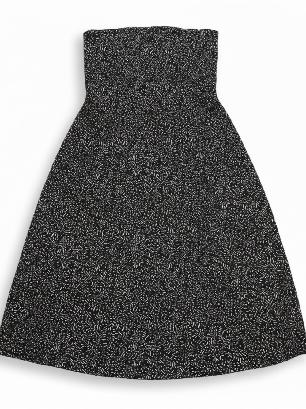 NWT Banana Republic Strapless Midi Dress XL Black White Abstract Speckled Print - Picture 2 of 4